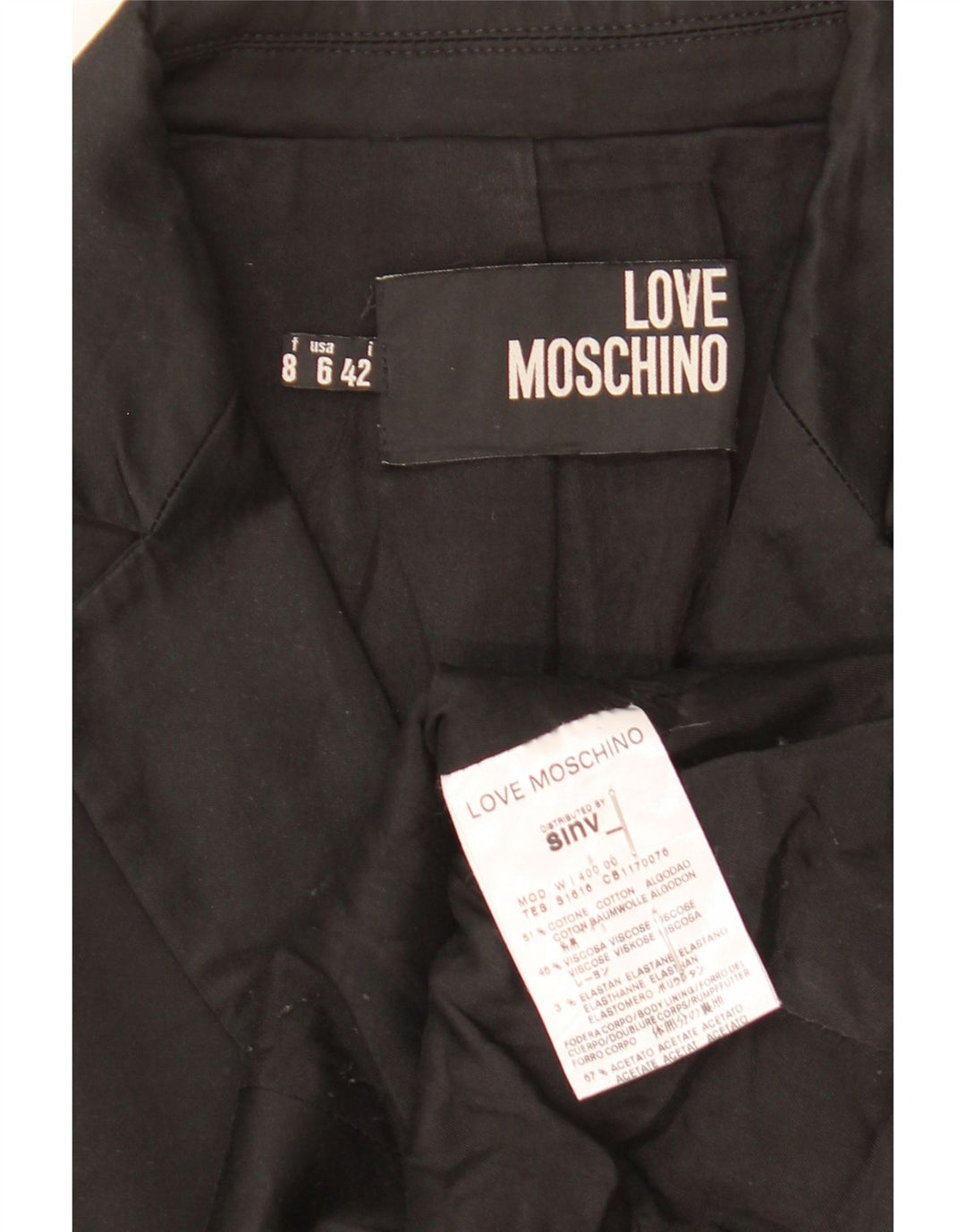 Moschino Womens Crop 3 Button Blazer Jacke IT 42 Mittelschwarze Baumwolle