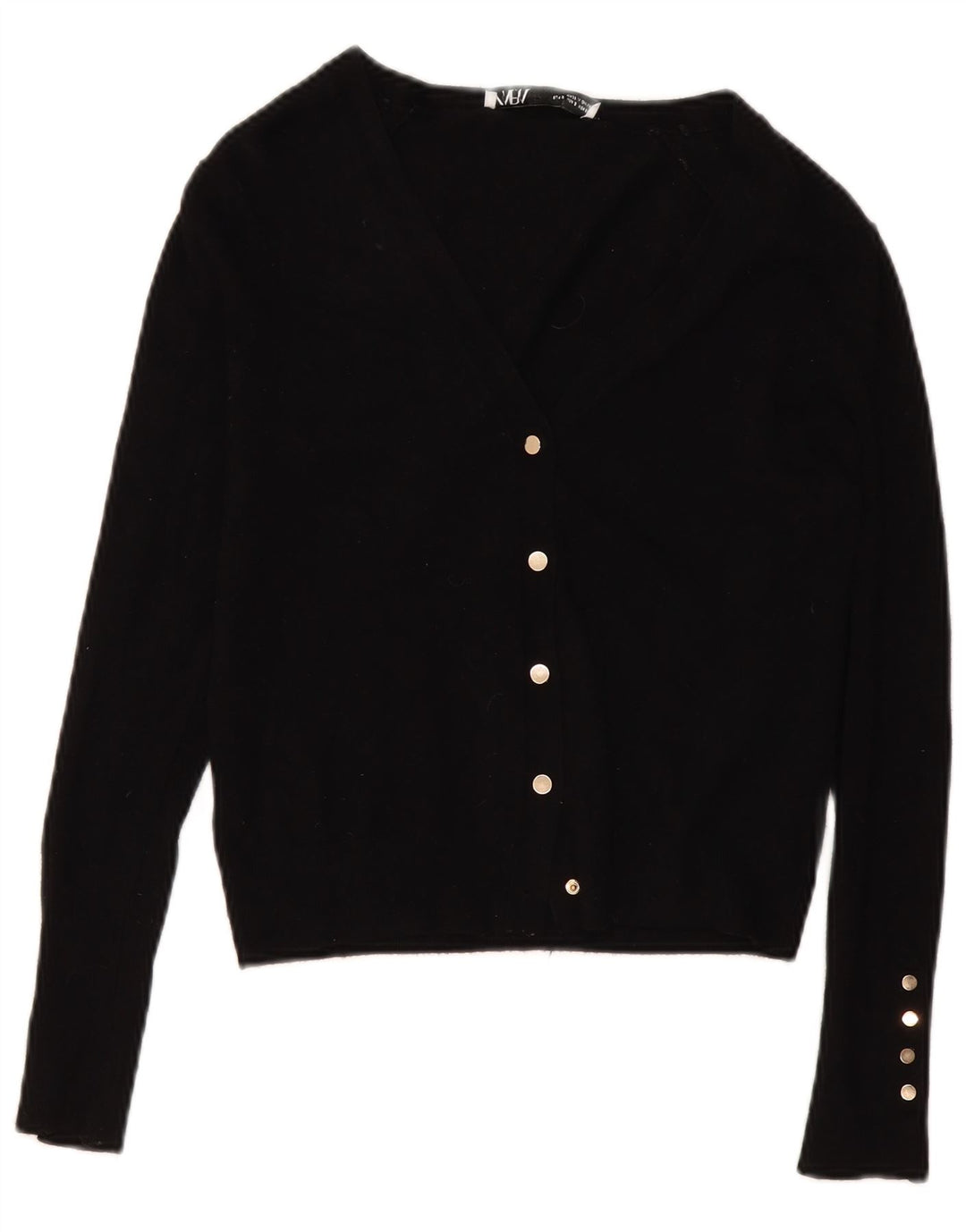 Zara Damen-Cardigan-Pullover UK 10 Kleine schwarze Viskose