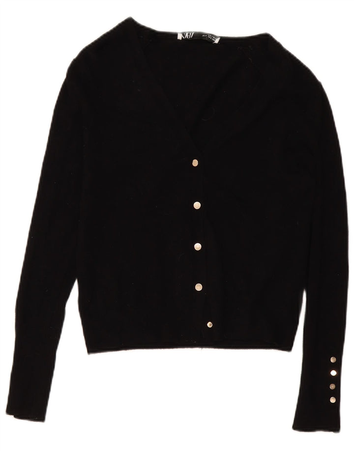Zara Damen-Cardigan-Pullover UK 10 Kleine schwarze Viskose