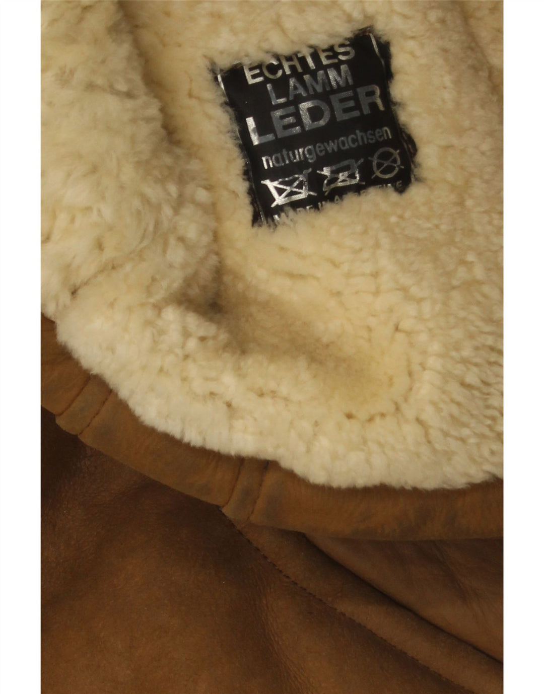 Miss Astor Damen-Lammfellmantel IT 42 Mittelbeiges Leder