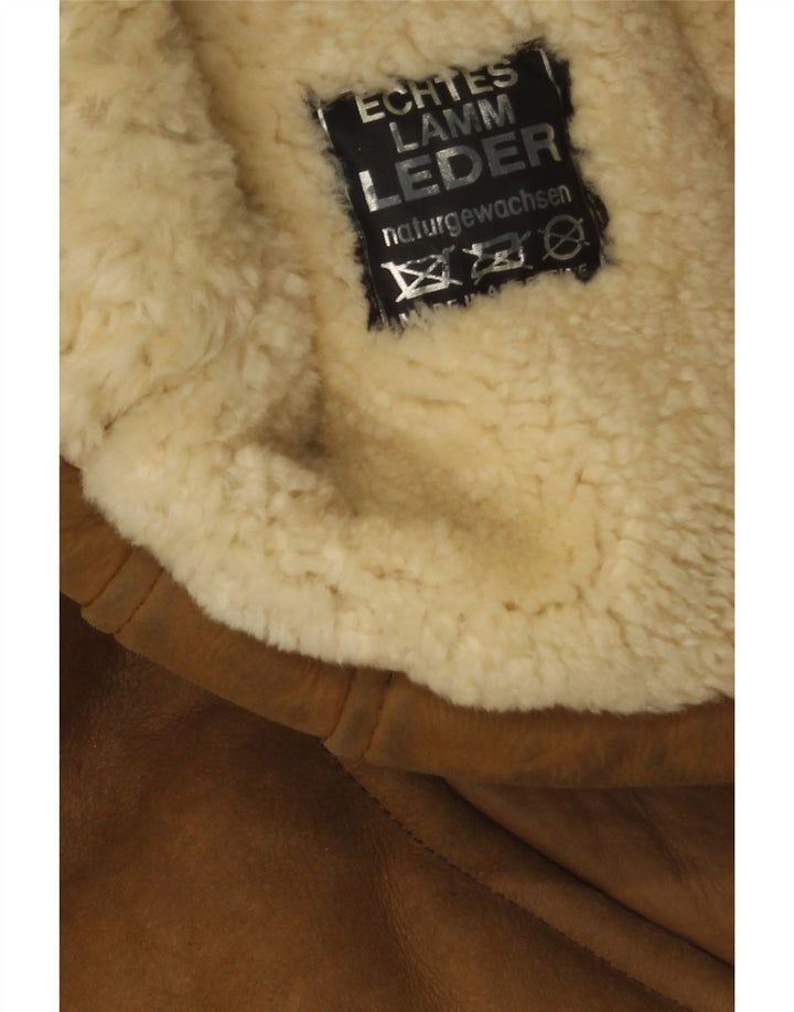 Miss Astor Damen-Lammfellmantel IT 42 Mittelbeiges Leder