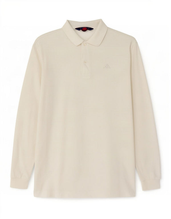 Kappa Herren-Langarm-Poloshirt, Größe S, weiße Baumwolle