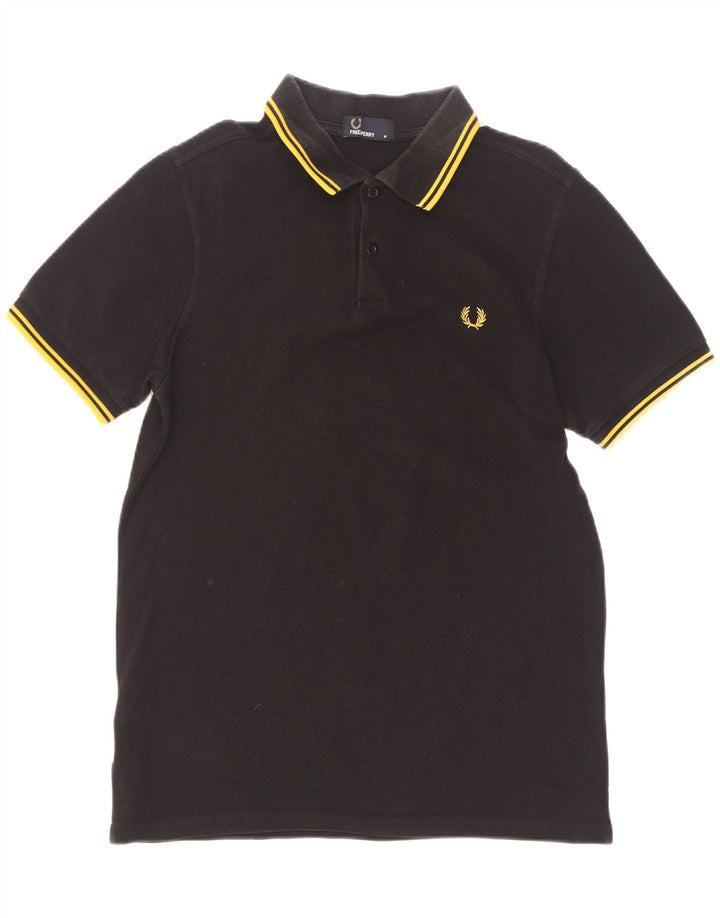 Fred Perry Herren-Poloshirt, mittelschwarz, gestreift, Baumwolle