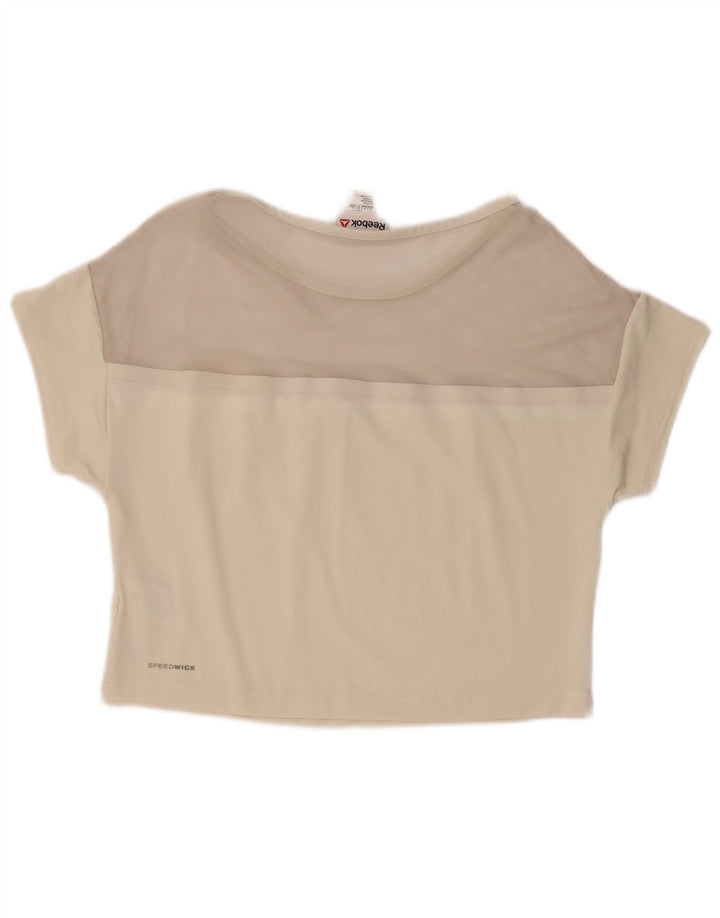 Reebok Damen Crop T-Shirt Top UK 10 Small Weiß Polyester