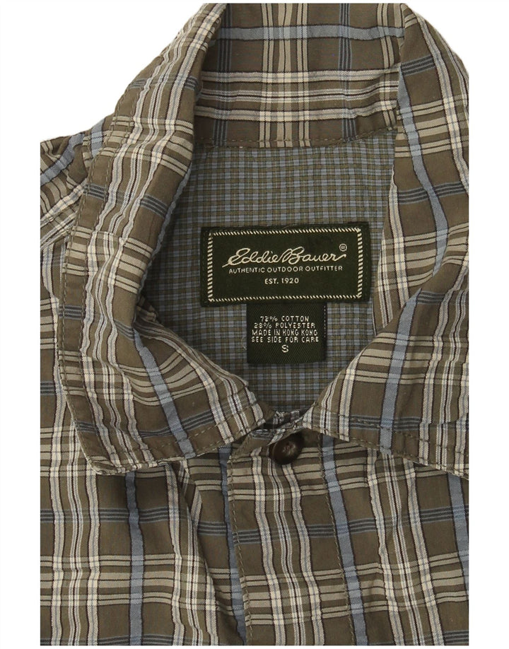 EDDIE BAUER Herren-Kurzarmhemd, klein, grau kariert, Baumwolle