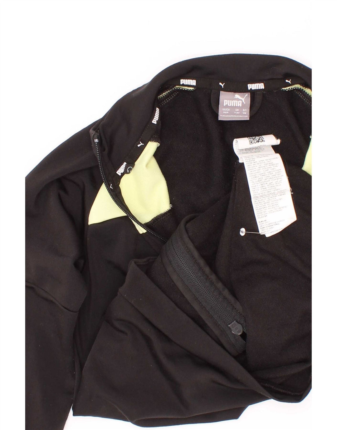 Puma Jungen-Trainingsanzug-Top-Jacke, 7–8 Jahre, schwarzes Farbblock-Polyester