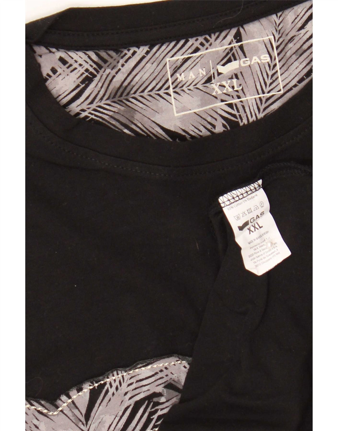 Gas Herren Grafik T-Shirt Top 2XL Schwarz Baumwolle