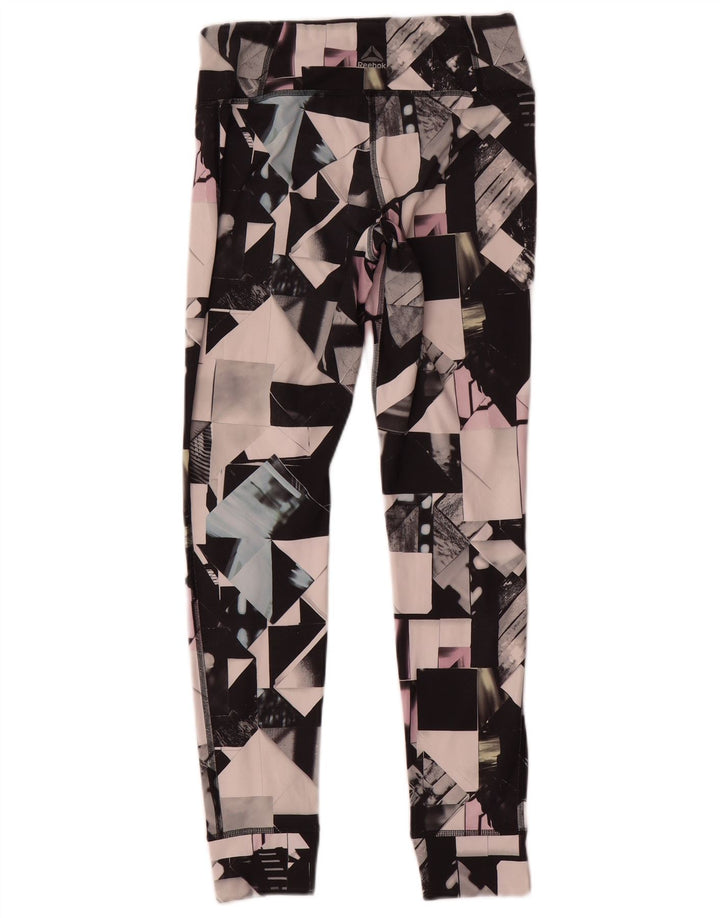 Reebok Womens Leggings UK 8/10 Small Mehrfarbiges geometrisches Polyester