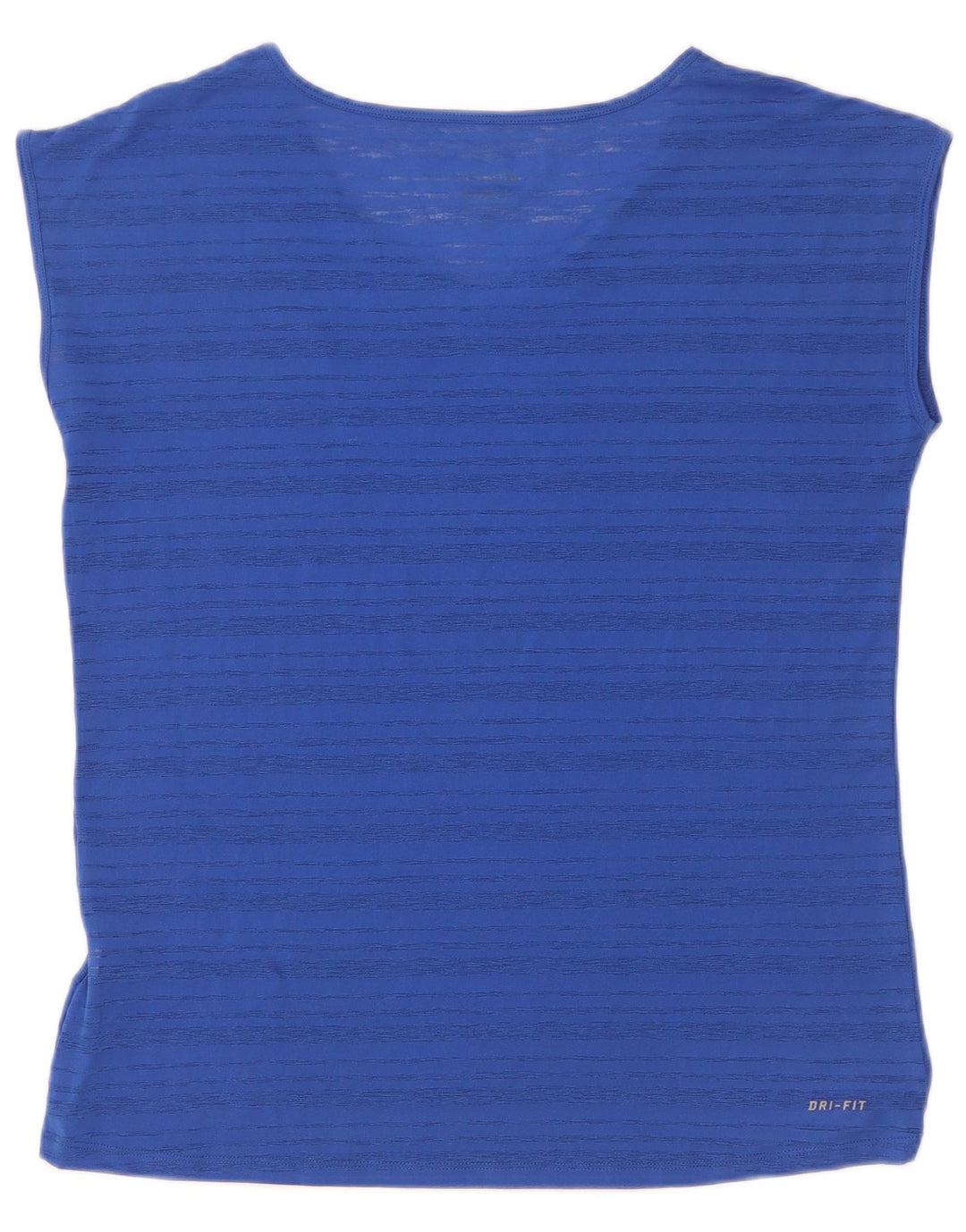 Nike Damen Dri Fit T-Shirt Top UK 14 Mittelblau gestreift