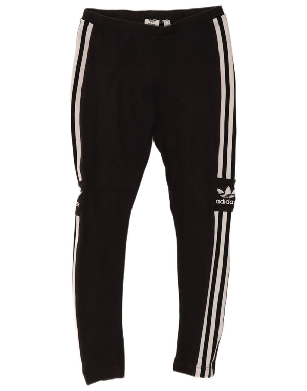 Adidas Damen Graphic Leggings UK 10 Small Schwarz Baumwolle Sport