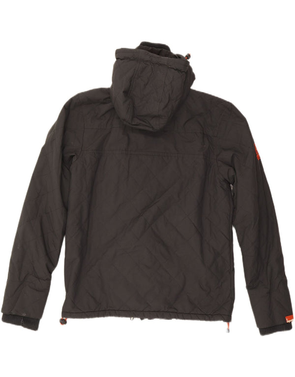 Superdry Herren-Windbreakerjacke mit Kapuze, UK 40, großes graues Nylon