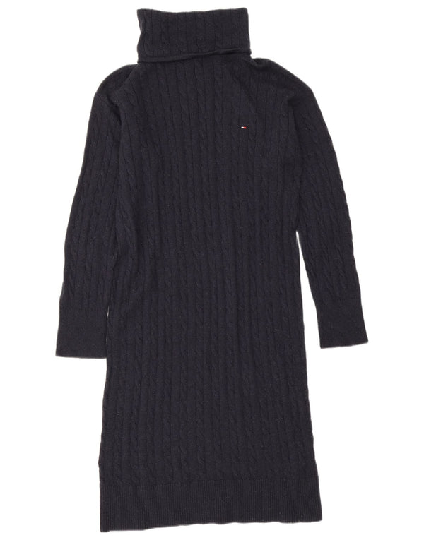 Tommy Hilfiger Rollkragen-Pulloverkleid für Damen, UK 14, mittelmarineblaue Wolle