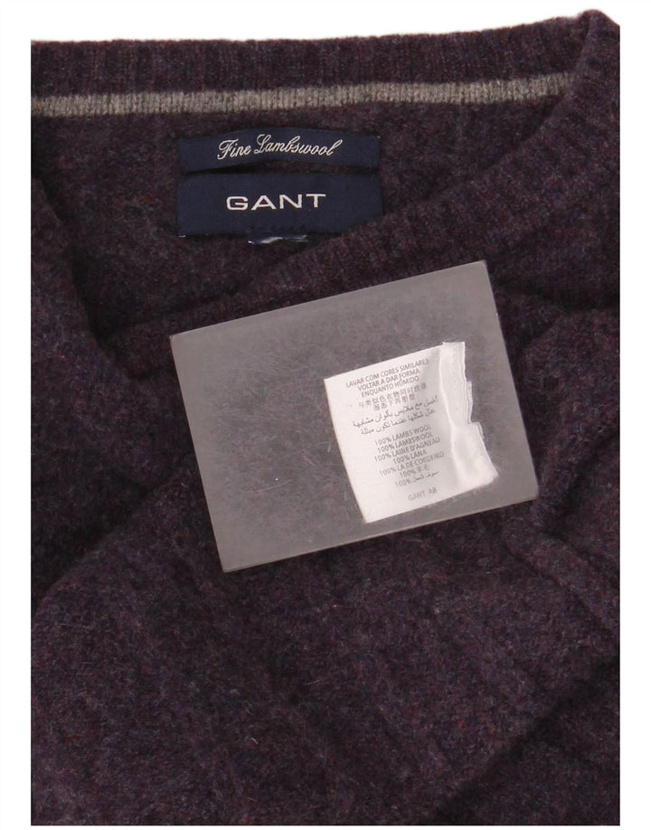 Gant Herren-Pullover mit Rundhalsausschnitt, mittelviolette Lammwolle