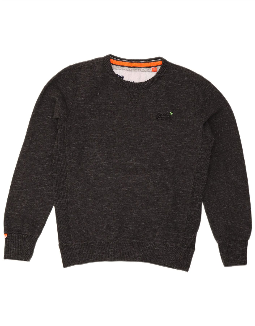 Superdry Herren-Sweatshirt-Pullover aus mittelgrau gefleckter Baumwolle