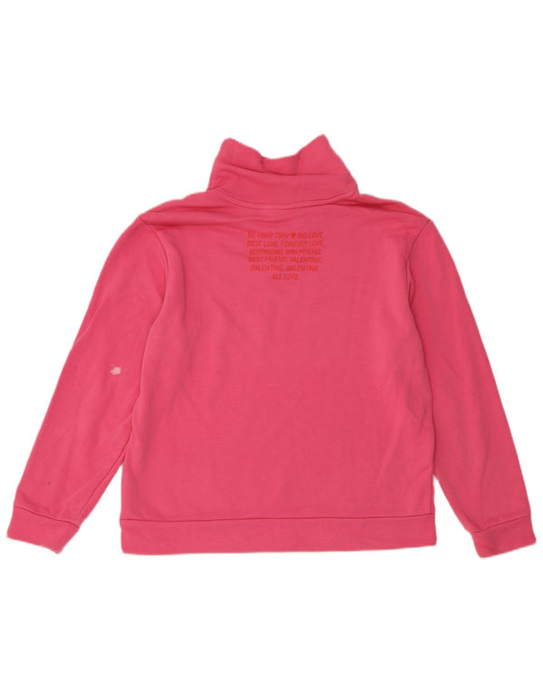 Adidas Damen Graphic Sweatshirt Pullover UK 12/14 Mittelrosa Baumwolle