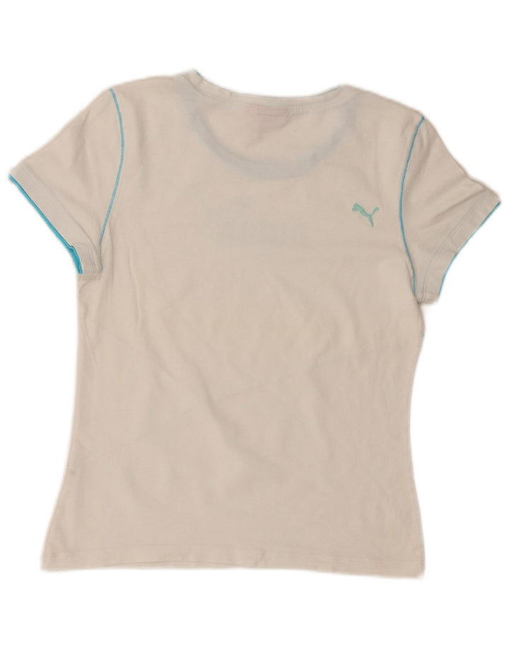 Puma Damen Grafik T-Shirt Top UK 14 Large Weiß
