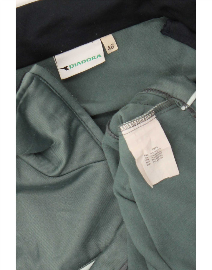 Diadora Herren-Trainingsanzug-Oberteiljacke IT 48 Mittelgrünes Colourblock-Polyester