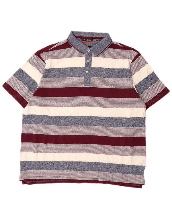 Pierre Cardin Herren-Poloshirt mit normaler Passform, 2XL, mehrfarbig, gestreift, Baumwolle