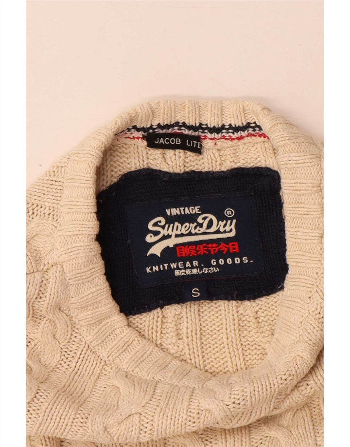 Superdry Herren-Pullover mit Rundhalsausschnitt, Größe S, Beige, Baumwolle