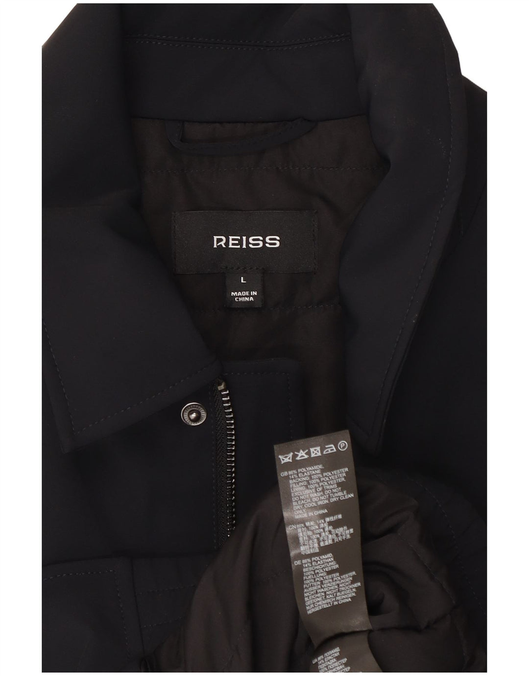 Reiss Herren Bomberjacke UK 40 Large Schwarz Polyester