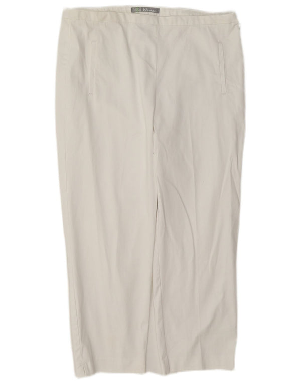 Marks & Spencer Damen Caprihose UK 12 Medium W30 L21 Weiße Baumwolle