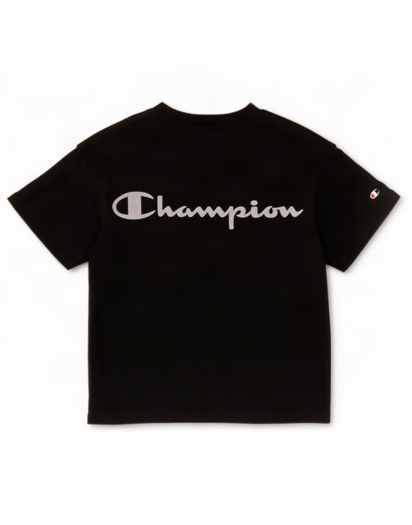 Champion Damen Crop Graphic T-Shirt Top UK 10 Small Schwarz