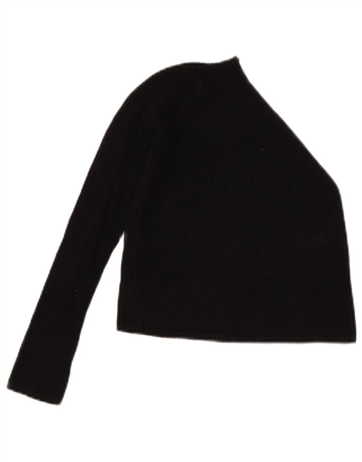 Zara Damen Crop One Shoulder Top UK 8 Small Schwarze Viskose