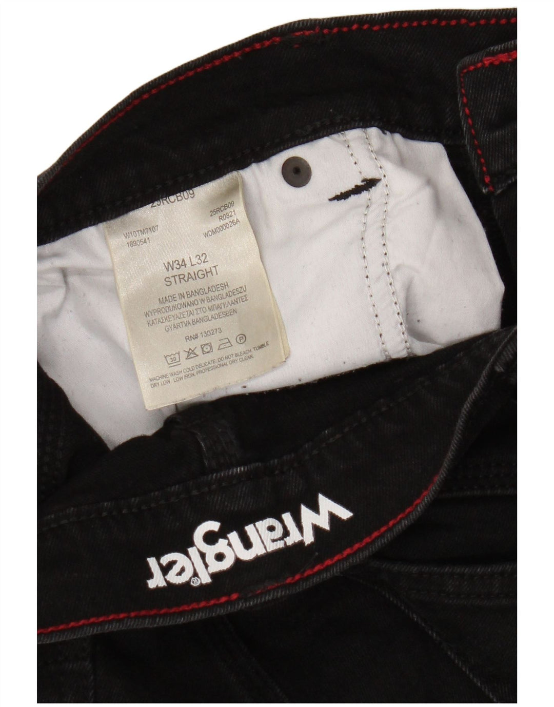 Wrangler Herren Straight Jeans W34 L29 Schwarze Baumwolle