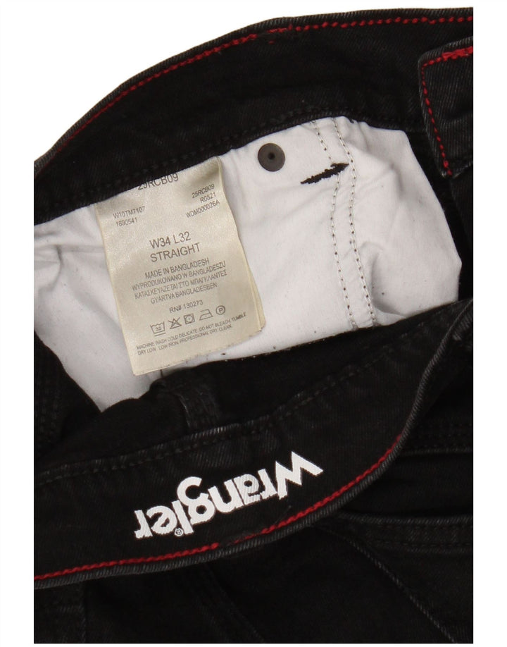 Wrangler Herren Straight Jeans W34 L29 Schwarze Baumwolle