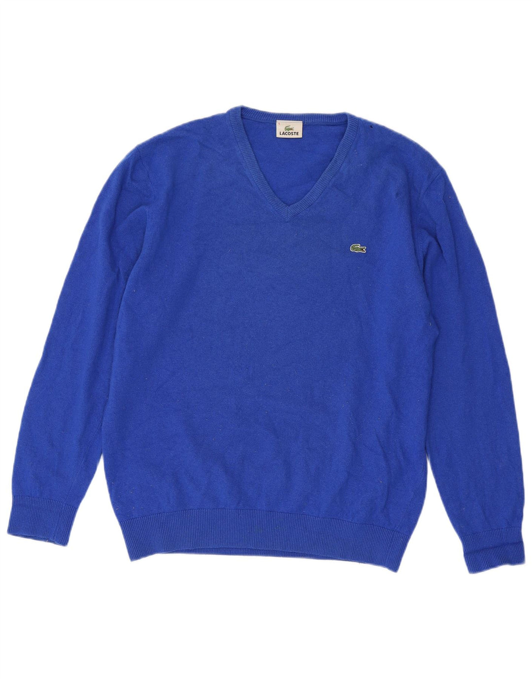 Lacoste Herren-Pullover mit V-Ausschnitt, Größe 6 XL, blaue Schurwolle