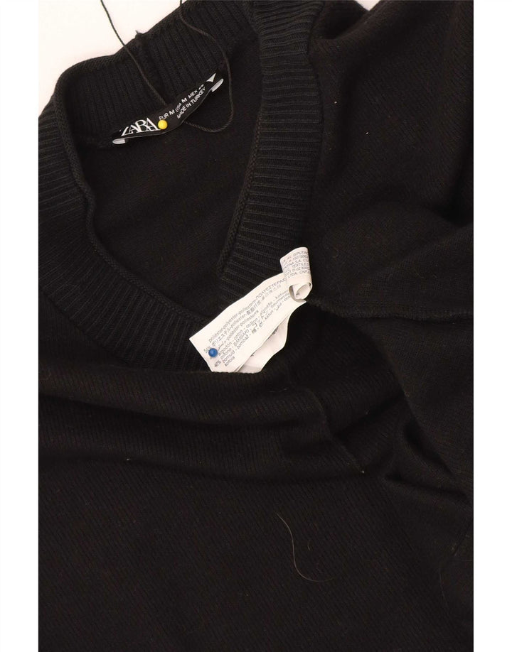 Zara Damen Etuikleid UK 12 Mittelschwarze Baumwolle