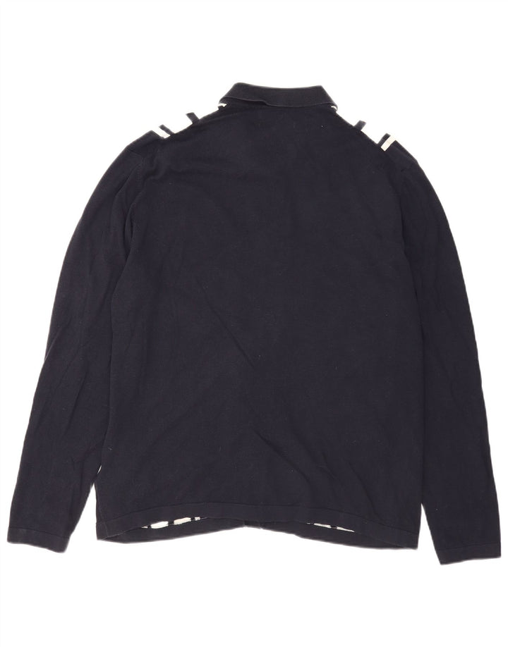 Marks & Spencer Herren-Strickjacke, groß, marineblau, gestreift, Baumwolle