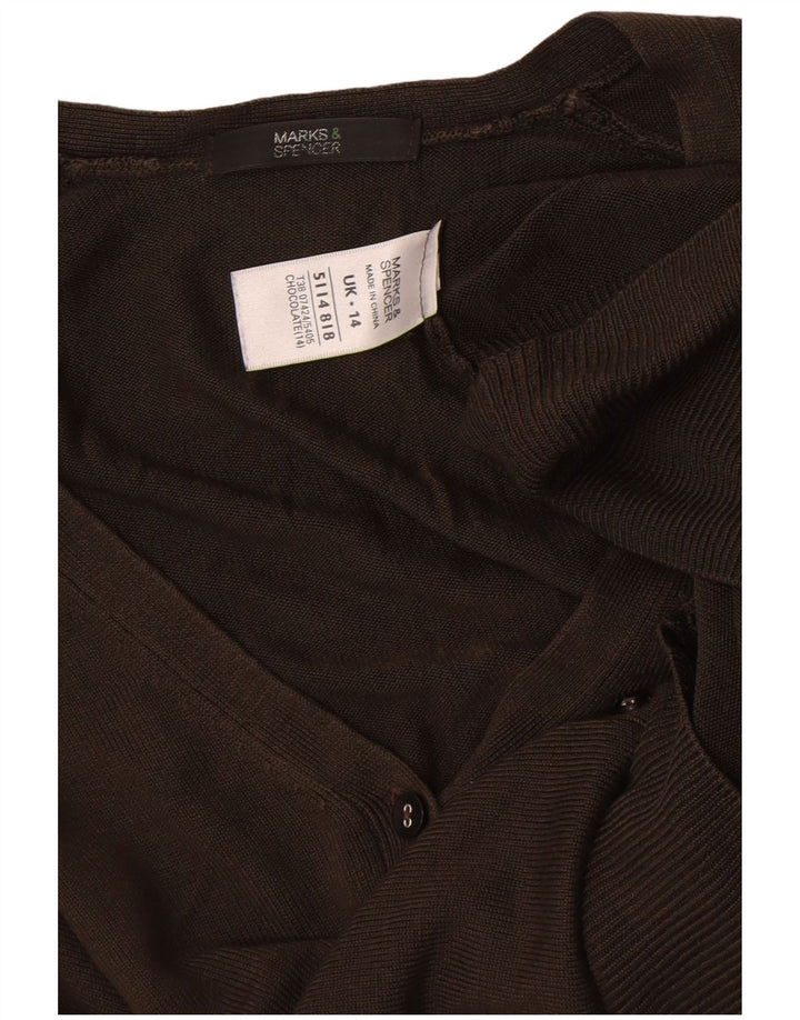 Marks & Spencer Damen Strickjacke Pullover UK 14 Large Khaki Acryl
