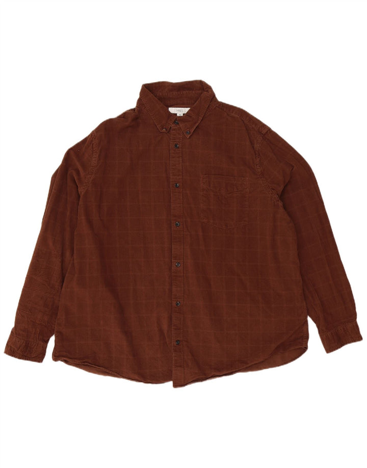 Marks & Spencer Herrenhemd 3XL, braun kariert, Baumwolle