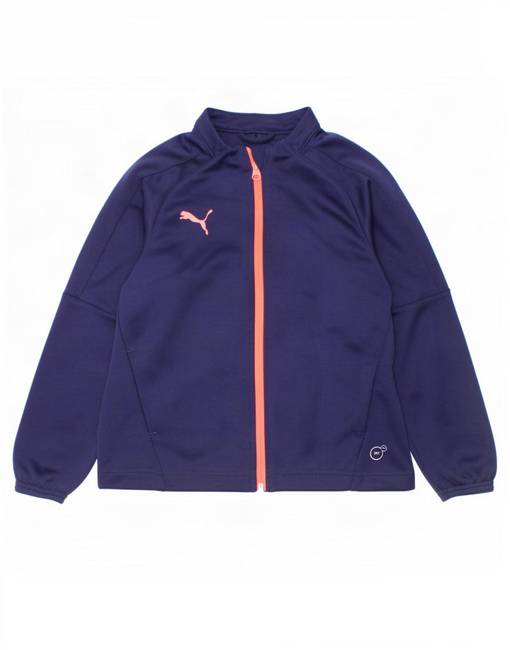 Puma Mädchen-Trainingsanzug-Top-Jacke, 7–8 Jahre, marineblaues Polyester