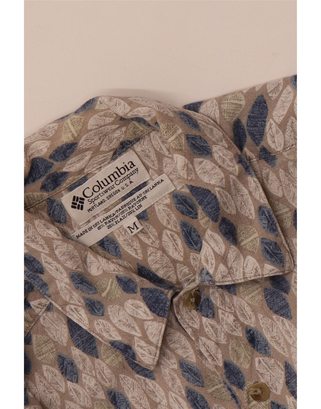 COLUMBIA Herren-Kurzarmhemd aus mittelgrauem geometrischem Rayon