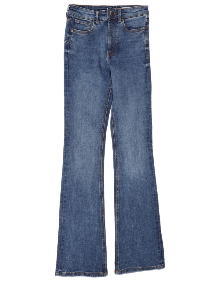 Zara Damen Schlagjeans EU 34 2XS W24 L32 Blaue Baumwolle
