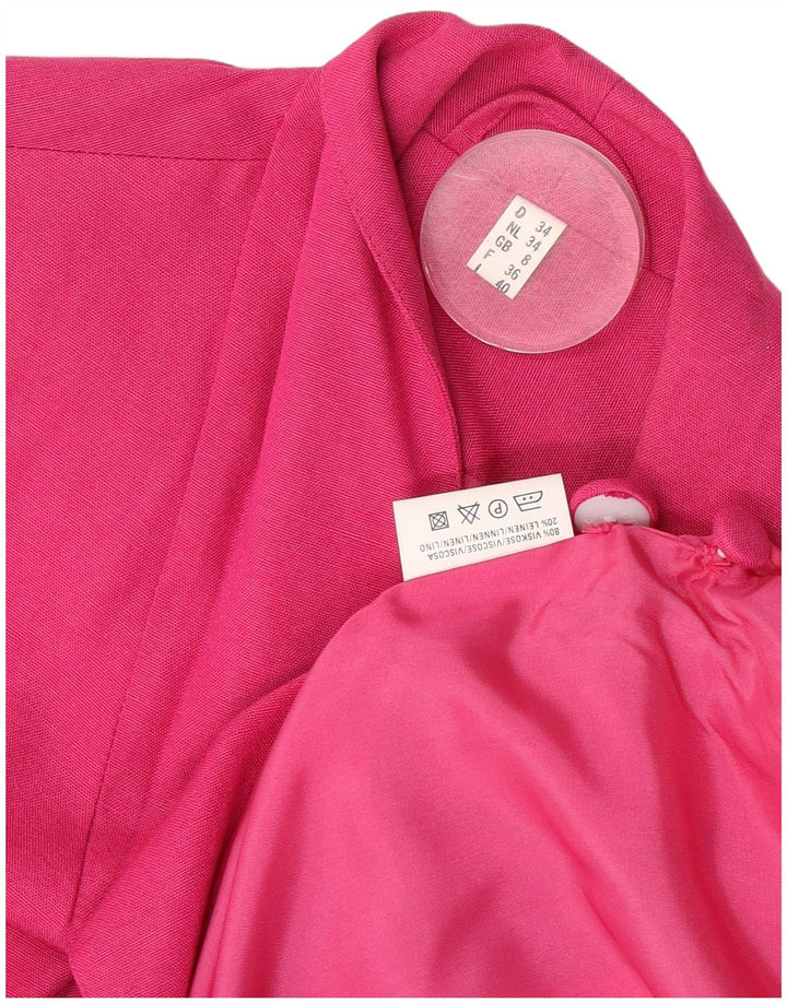 Vintage Damen 3-Knopf-Blazerjacke UK 8 Kleine rosa Viskose