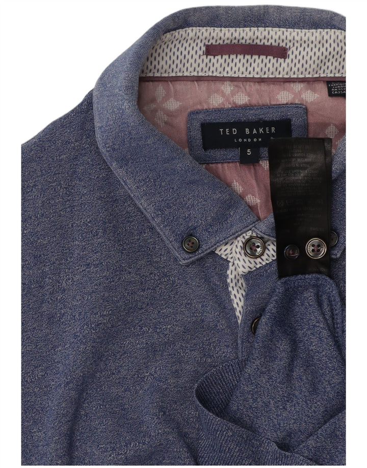 Ted Baker Herren-Poloshirt, Größe 5 XL, blaue Baumwolle