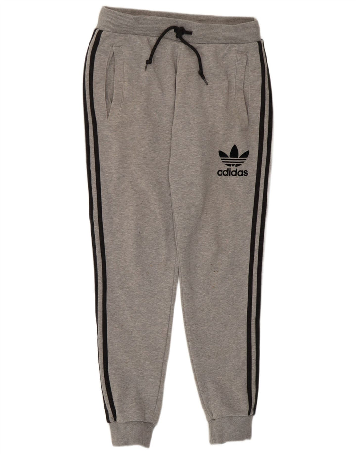 Adidas Herren-Trainingsanzug mit grafischem Muster, mittelgraue Baumwolle