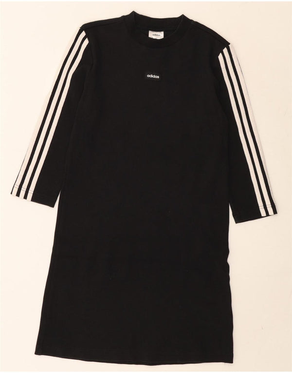 Adidas Womens 3/4 Sleeve T-Shirt Dress UK 8/10 Small Black Cotton