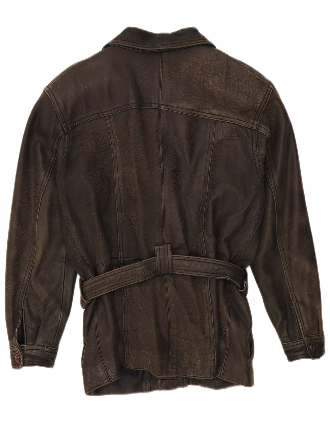 Vintage Damen Leder übergroße Bikerjacke UK 10 Kleines braunes Leder