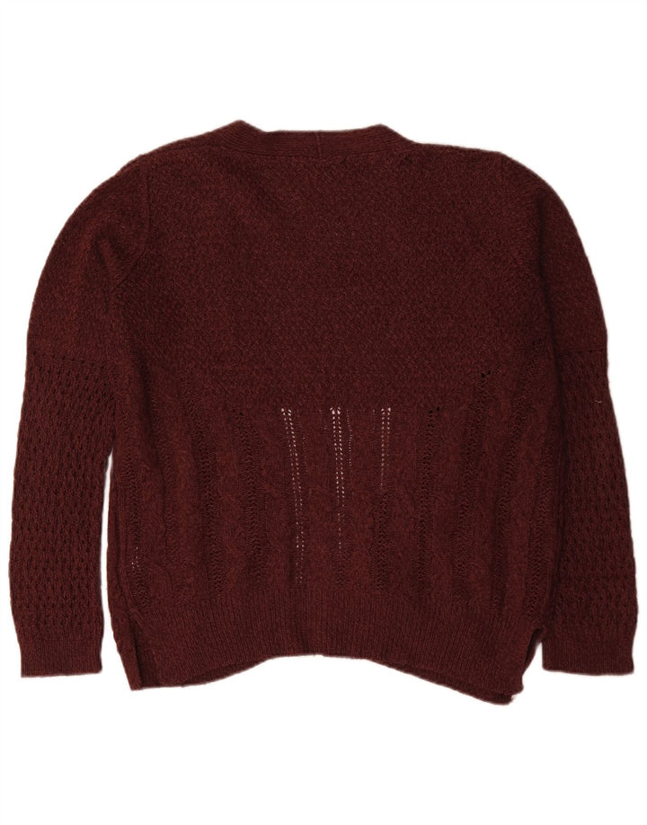 Oasis Damen-Strickjacke, übergroß, offen, Gr. 14, mittleres Burgunderrot, Acryl