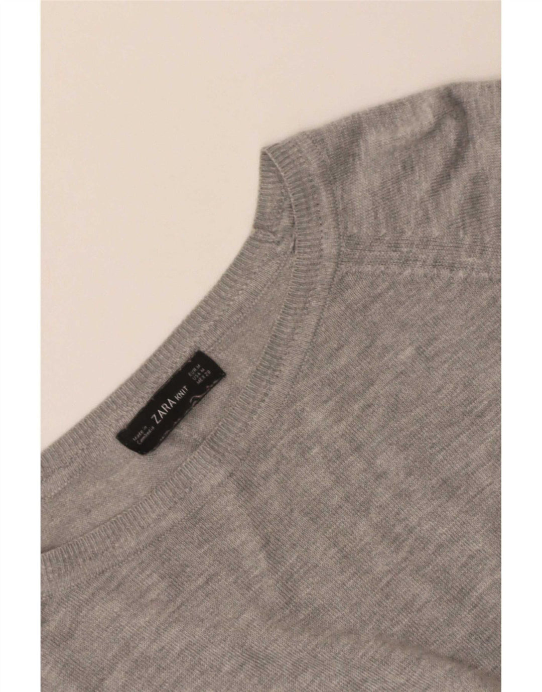 Zara Damen Crop Pullover mit U-Boot-Ausschnitt, UK 14, Mittelgrau