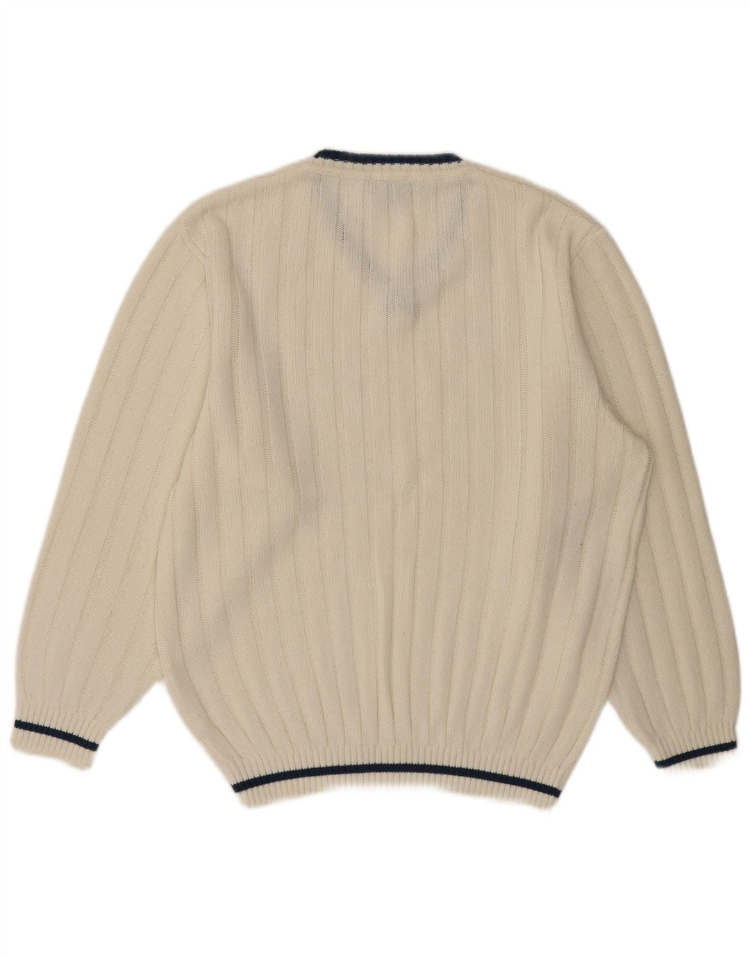 VINTAGE Herren-Pullover mit V-Ausschnitt, UK 40/42, mittelweißes Polyacryl