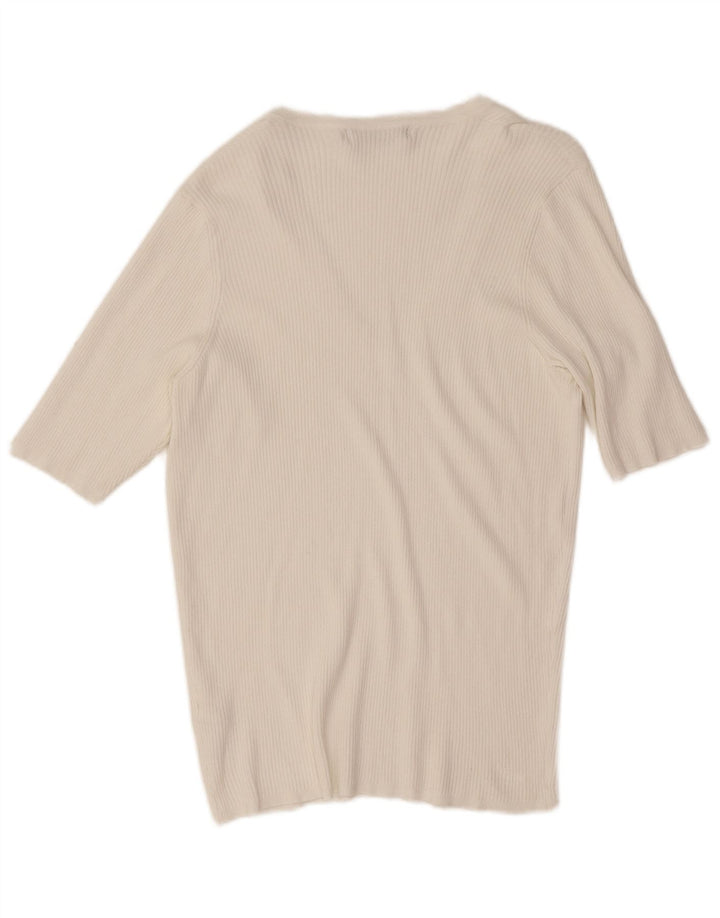 Marks & Spencer Damen T-Shirt Top UK 16 Large Weiße Viskose