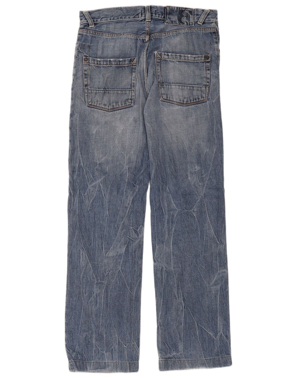 Belfe Herren Straight Jeans W33 L28 Blaue Baumwolle