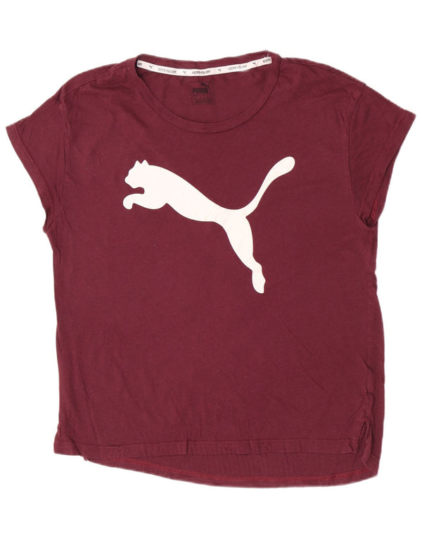 Puma Damen Kurzarm-T-Shirt mit normaler Grafik, UK 12, Mittel-Burgunderrot