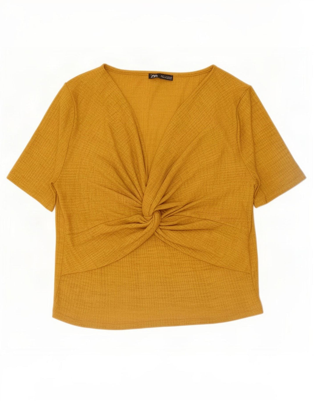 Zara Damen Blusenoberteil UK 14 Large Gelb Polyester