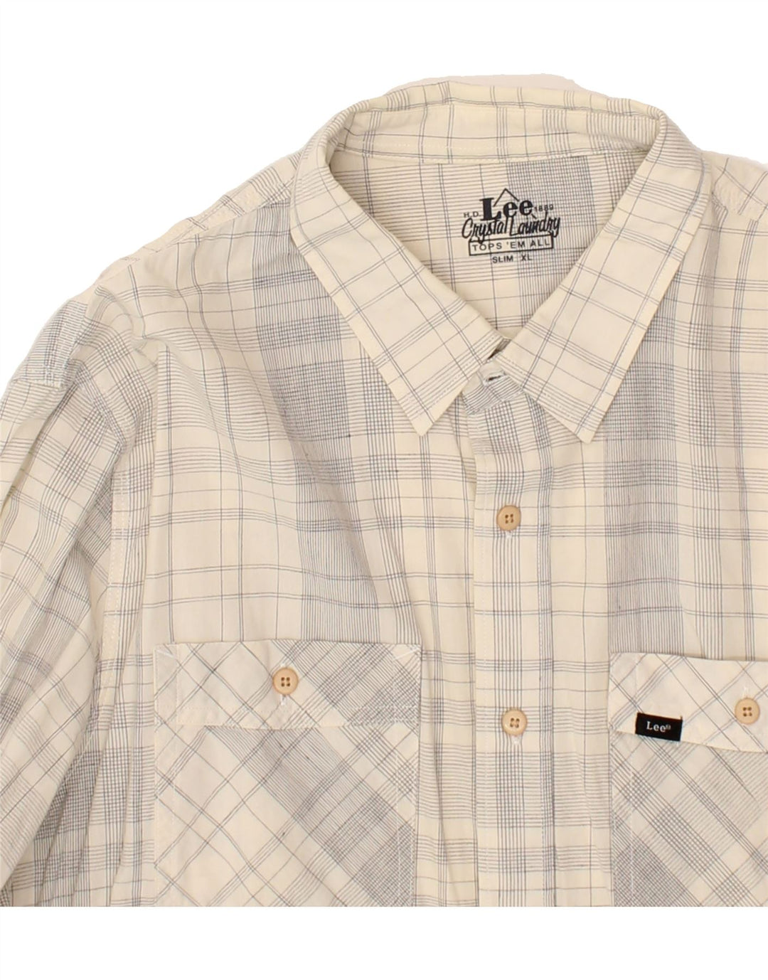 LEE Mens Slim Shirt XL Grey Plaid Cotton Classic Vintage Lee and Second-Hand Lee from Messina Hembry 